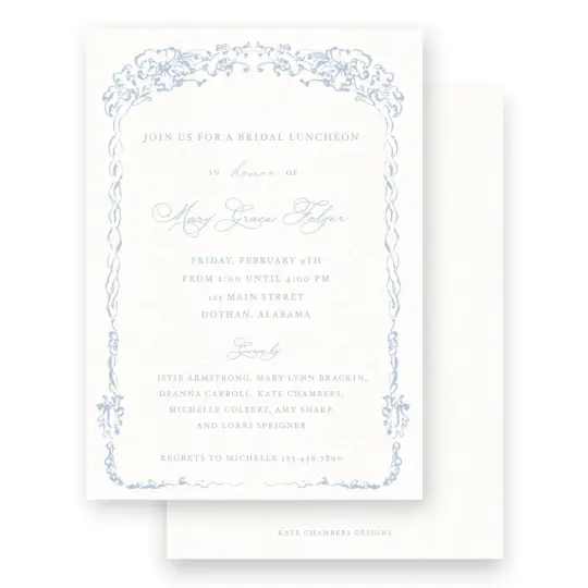 Vintage Periwinkle Border Bridal Shower Invitation