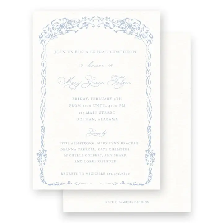 Vintage Periwinkle Border Bridal Shower Invitation