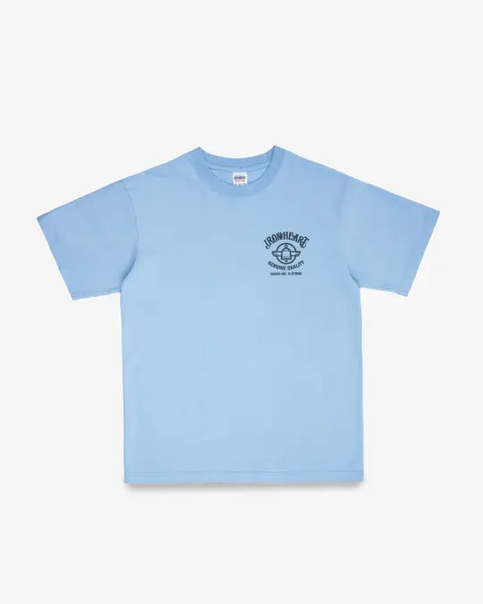 7.5oz Printed Loopwheel Crew Neck T-Shirt - Sax Blue