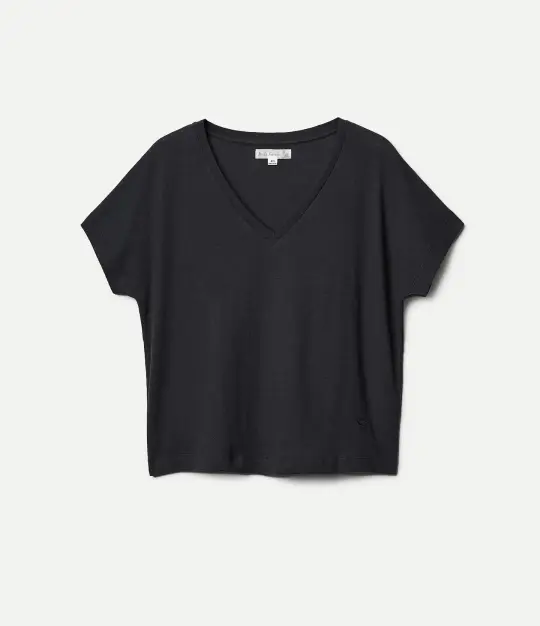 Relaxed Linen-Cotton Women's V-Neck T-Shirt