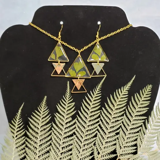 Custom Resin Fern Leaf Necklace / Earrings