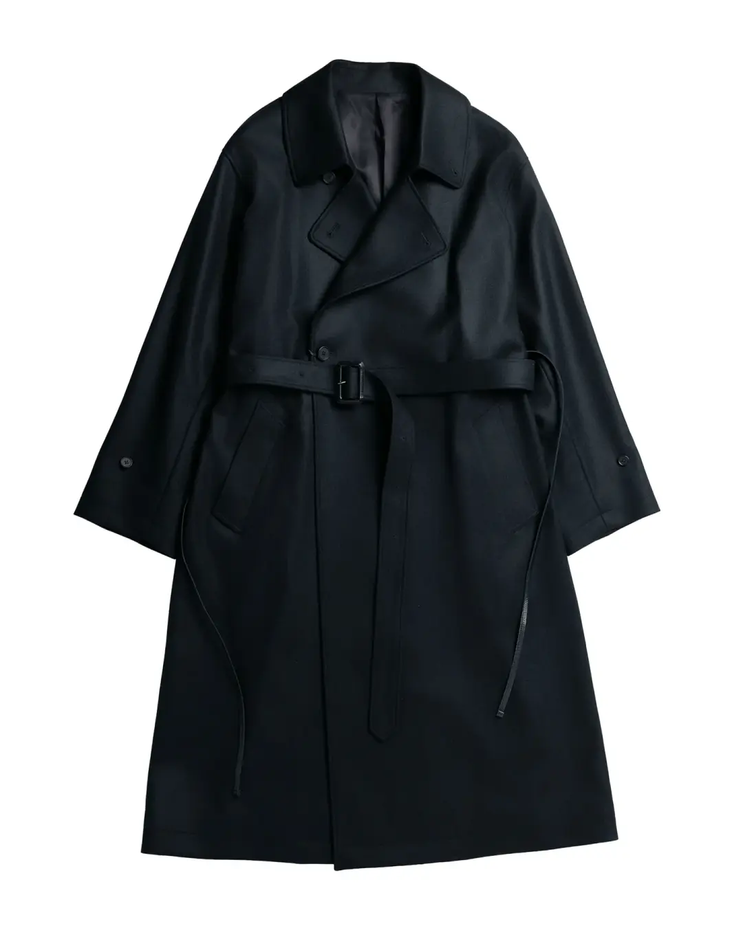 ssstein Wool Melton Oversized Double Breasted Coat Black