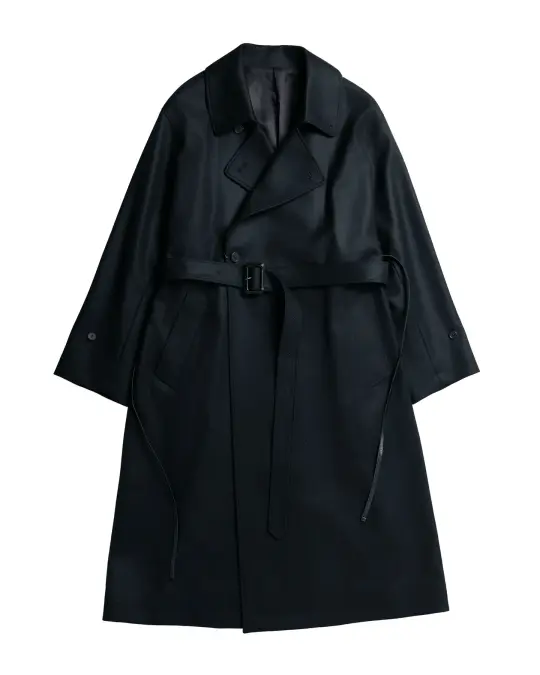 ssstein Wool Melton Oversized Double Breasted Coat Black
