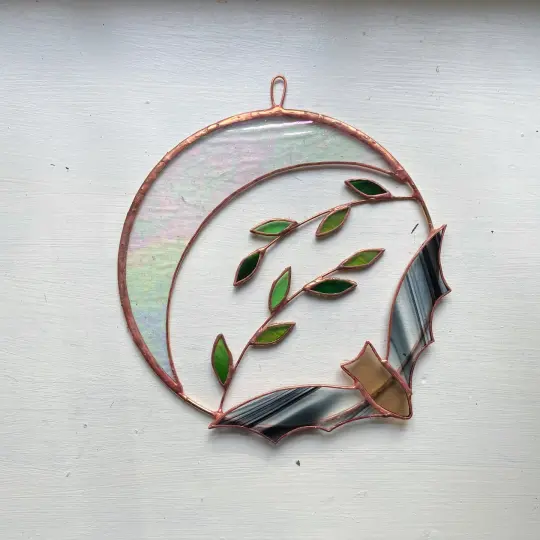 Bat, Moon and Leaves Wreath
