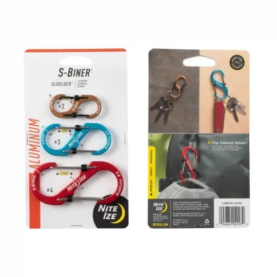 S-Biner SlideLock Aluminum Combo - 3 Pack - Assorted