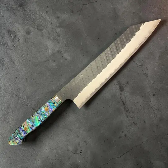 Nigara Hamono SG2 Kurouchi Tsuchime Kiritsuke 240 mm Abalone Western Handle
