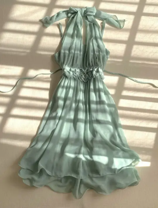 Fresh Mint Green Homecoming Dress ,A-Line Halter Chiffon Corset Summer Dress Cami Dress RS1067