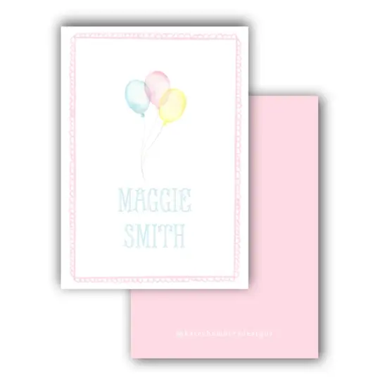Watercolor Girl's Rainbow Balloon Enclosure Card
