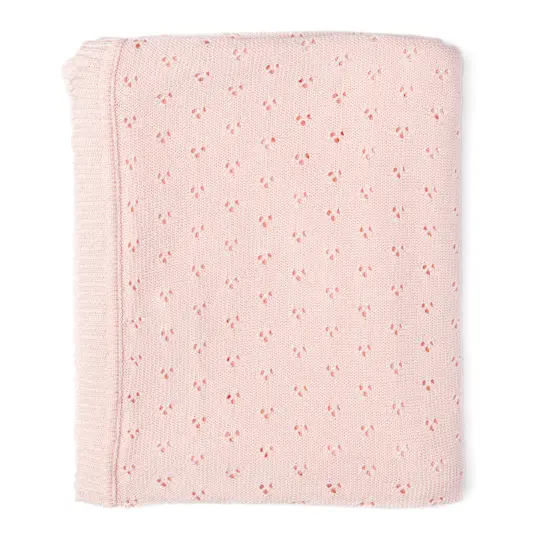 Baby Mode Signature Baby Boys and Baby Girls Cotton Layette Pointelle Knit Baby Blanket, Pink