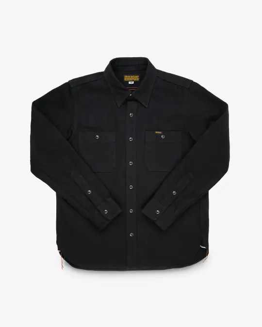 12oz Selvedge Denim Work Shirt With Snaps - Black