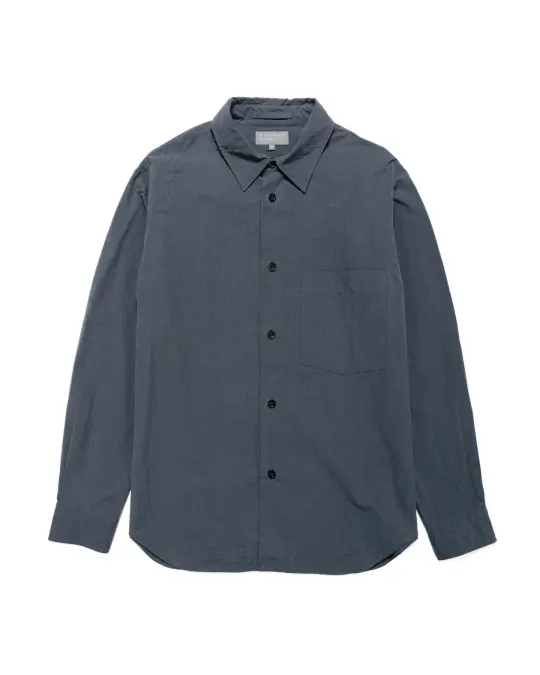 Margaret Howell Basic Shirt Yarn Dye Cotton Shirting Charcoal