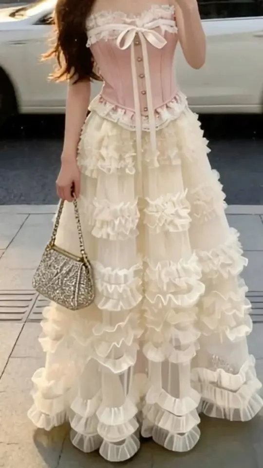 Gentle Tulle Pleated Women's Prom Gown Pink Maxi Evening Dress Birthday Dress — Fall Outfit 2026 New  RS3429