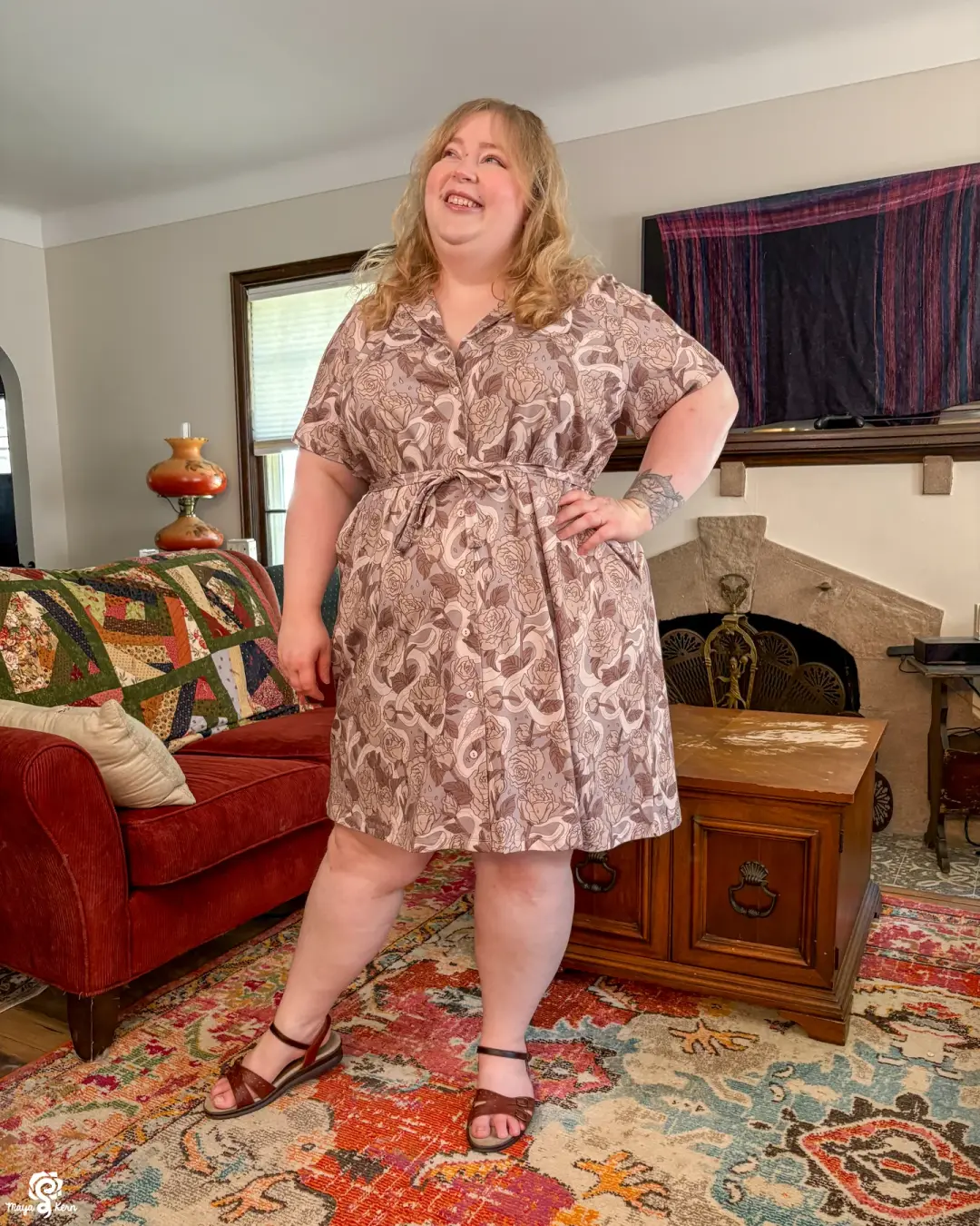 Hiss Latte Cotton Button-Up Dress — FINAL SALE