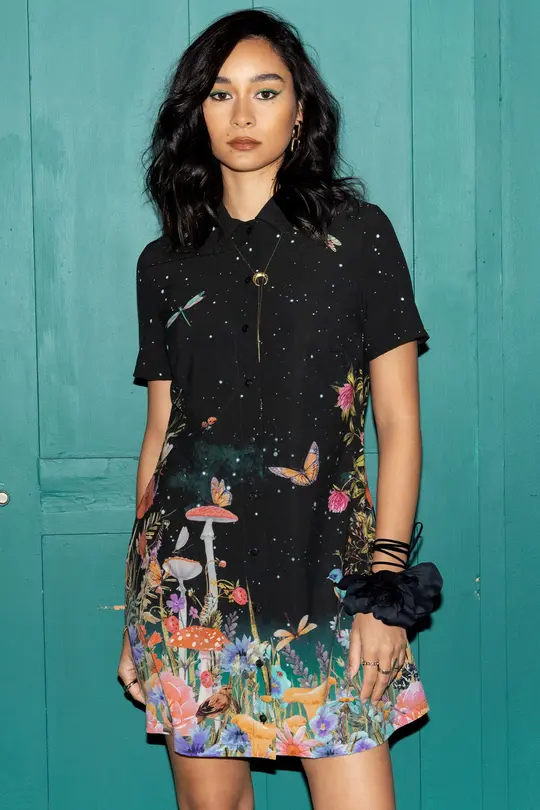 Fairytale Floral Short Sleeve Shirt Dress
