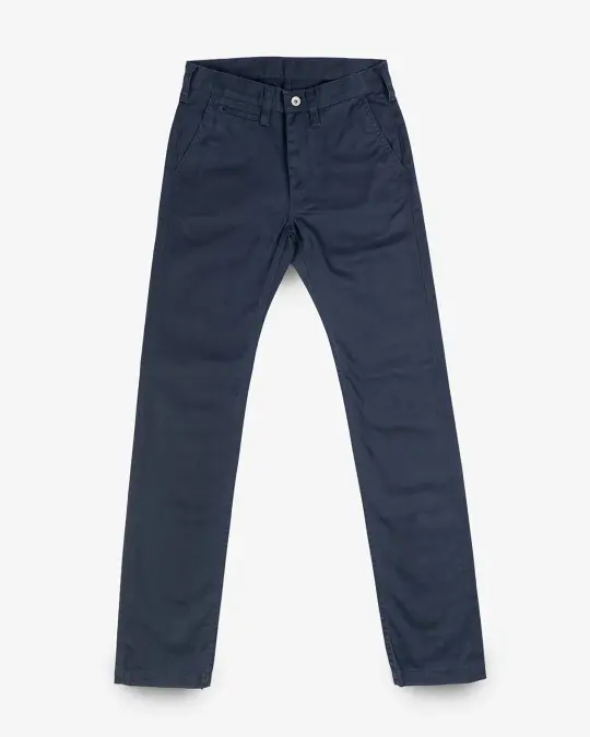 9oz Mercerised Selvedge Cotton Slim Tapered Chinos - Navy