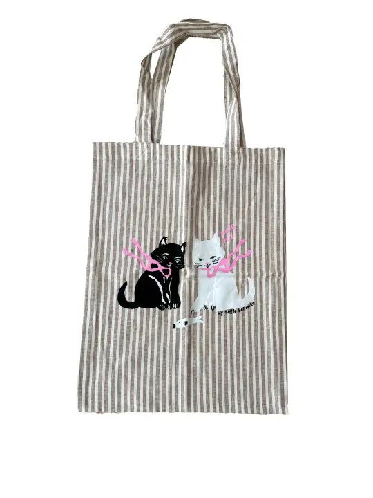 Vintage Cat Tote Bags - Stripe