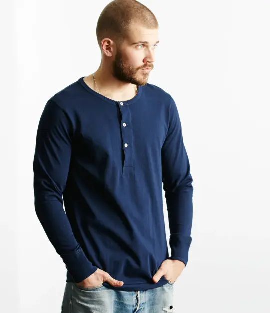 206 Loopwheeled Classic Fit Midweight Long Sleeve Henley