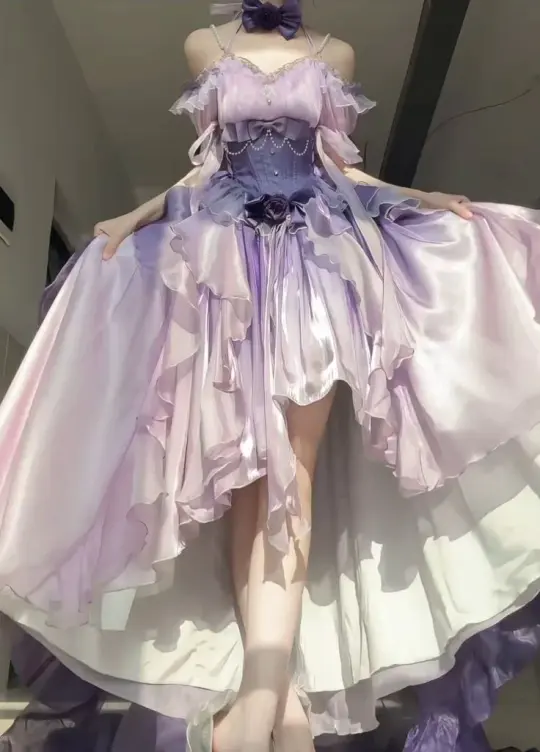 Puffy Silky Tiered Women's Prom Gown Lavender Corset Maxi Evening Dress Birthday Dress — Fall Outfit 2026 New RS3143
