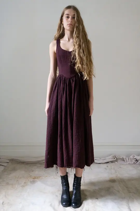 Hemlock Dress - Merlot Stripe