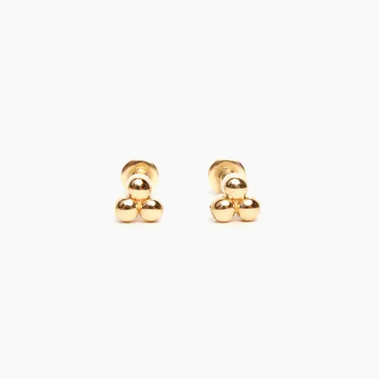 3 Bead Cluster Flat Back Stud Earrings
