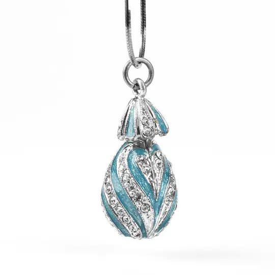 Blue & Silver Faberge Egg Pendant