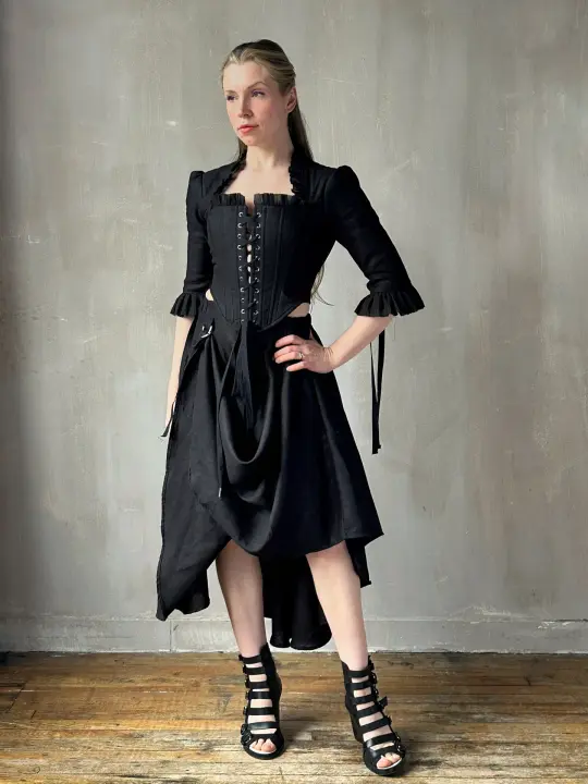 SS '26: Pastorale Set in Black Linen (Pre-Order)