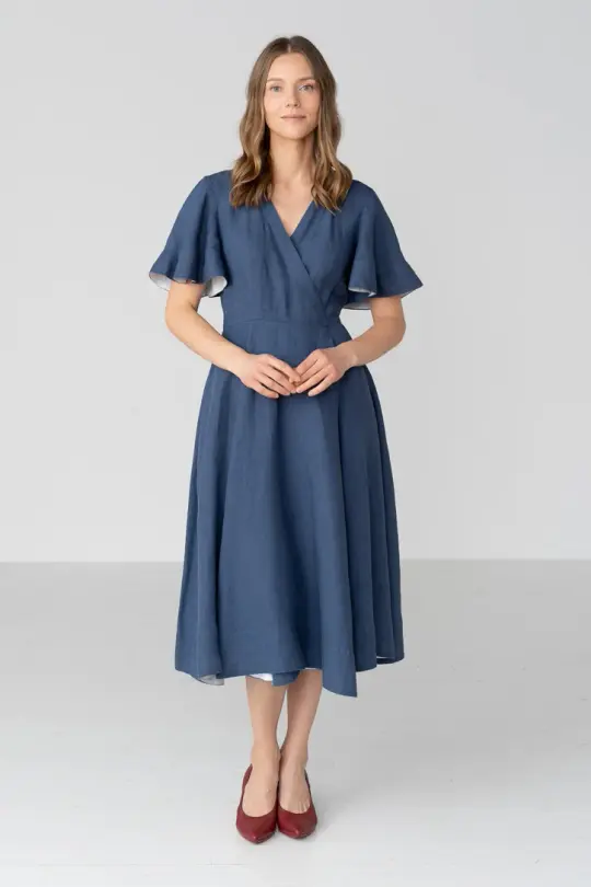 Wrap – Linen Dress with Butterfly Sleeves