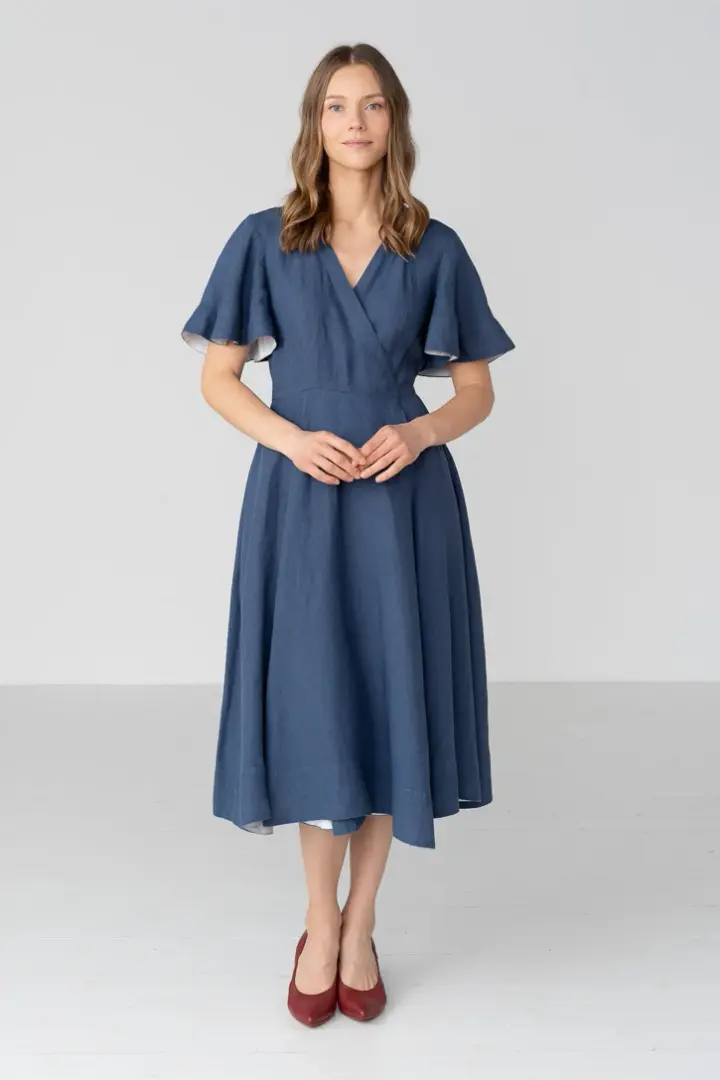 Wrap – Linen Dress with Butterfly Sleeves