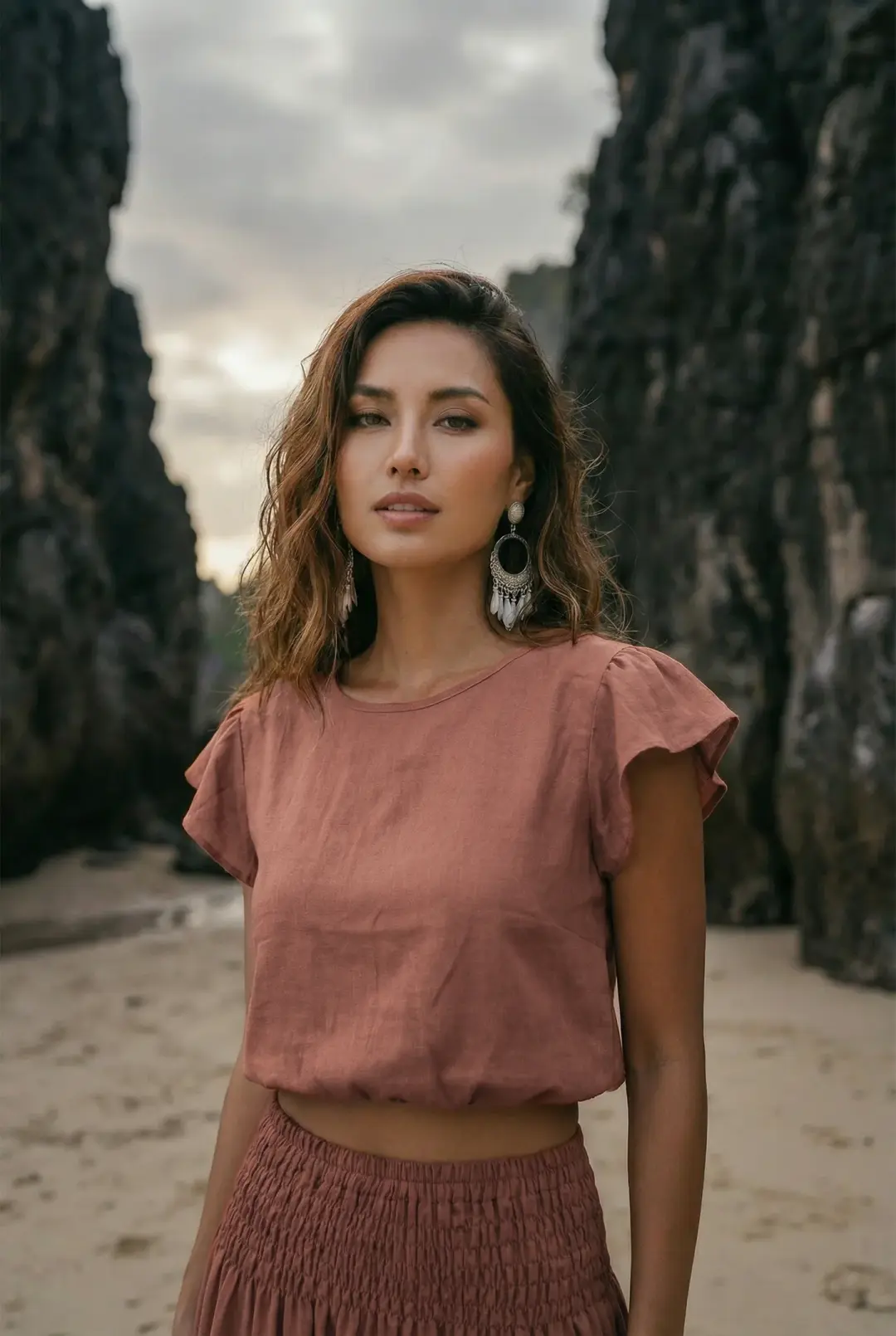 Cap Crop Top Sina Sandstone