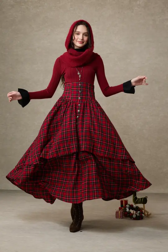 Christina 19 |Retro Layered Wool Skirt