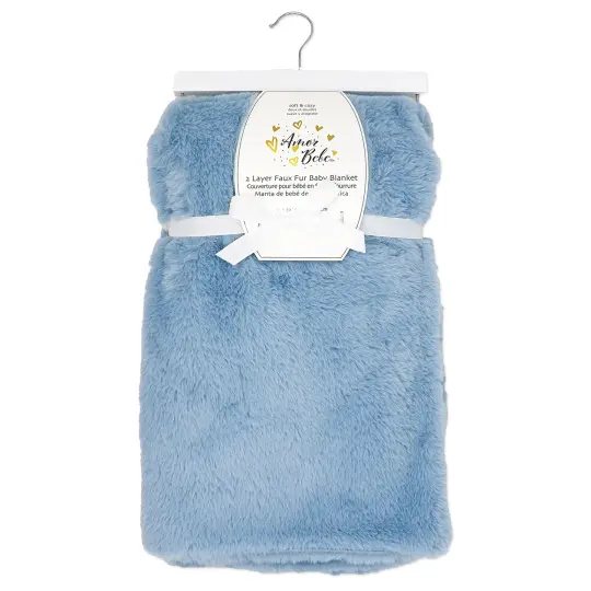 Baby Mode Baby Boys and Baby Girls Faux Fur Plush Blanket, French Blue