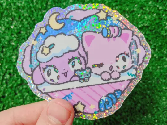 july 2023 "dreamy sleepover" die cut sticker