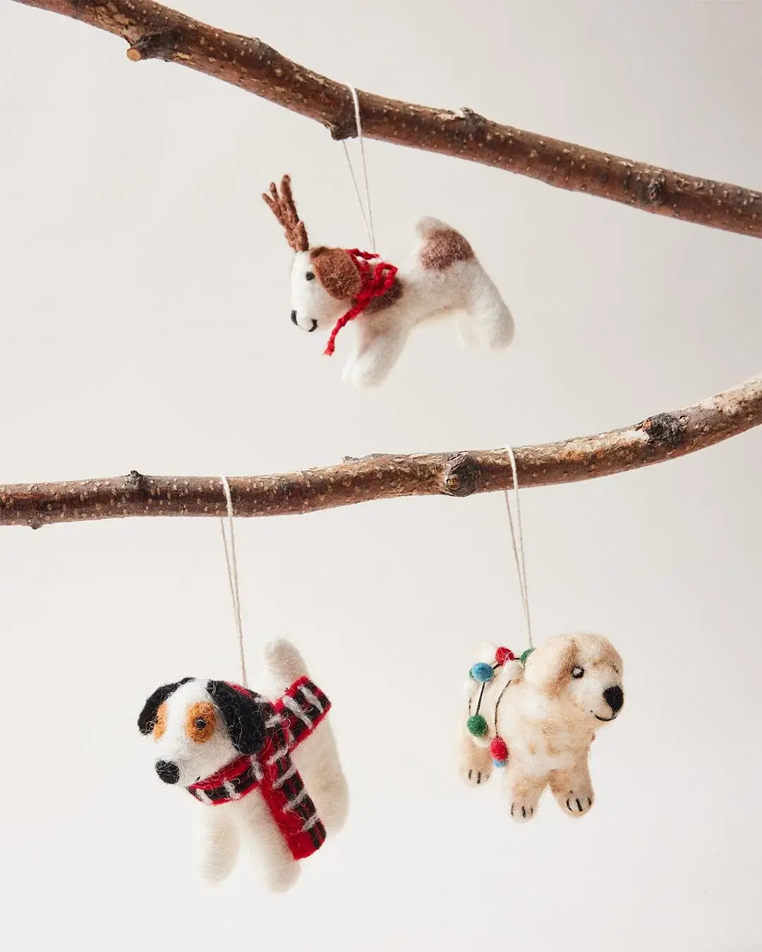 Felted Festive Pup Ornament