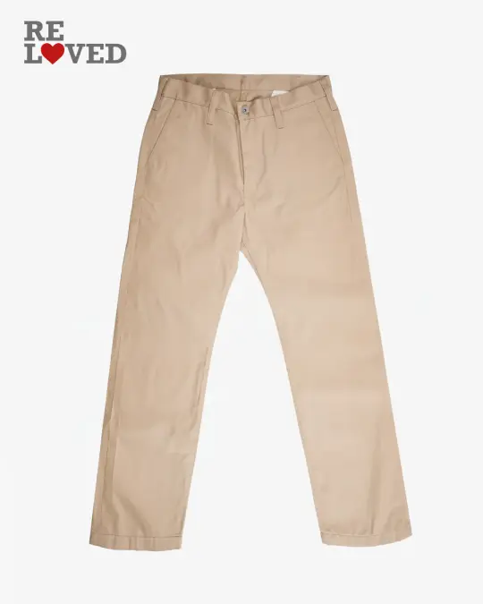 9oz Mercerised Selvedge Cotton Chinos - Khaki (IH-717-KHA) Tag 32, Hemmed to 27.0"