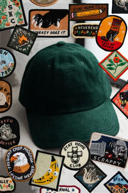 Patched Corduroy Hat - Pick your Patch - Emerald