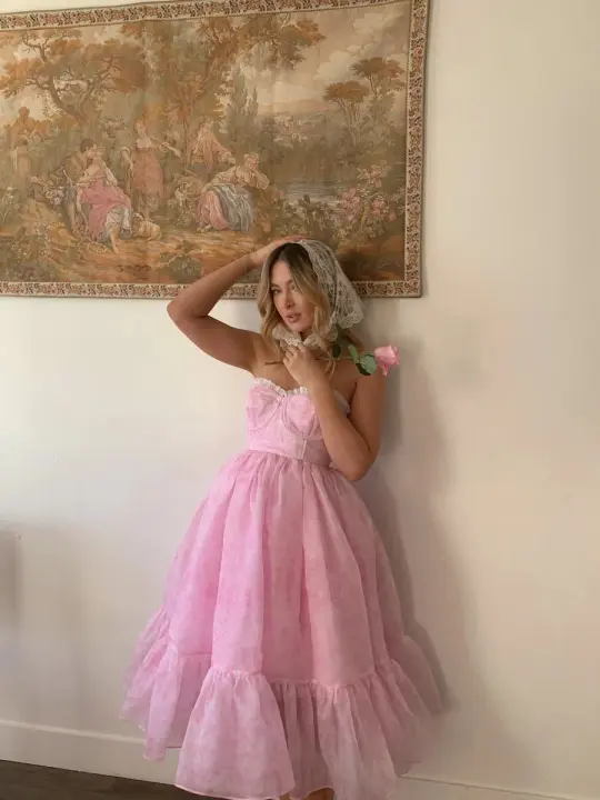Girlish Puffy Women's Prom Gown Gradient Pink Waist Fitted Maxi Evening Dress Birthday Dress — Fall Outfit 2026 New  RS3414