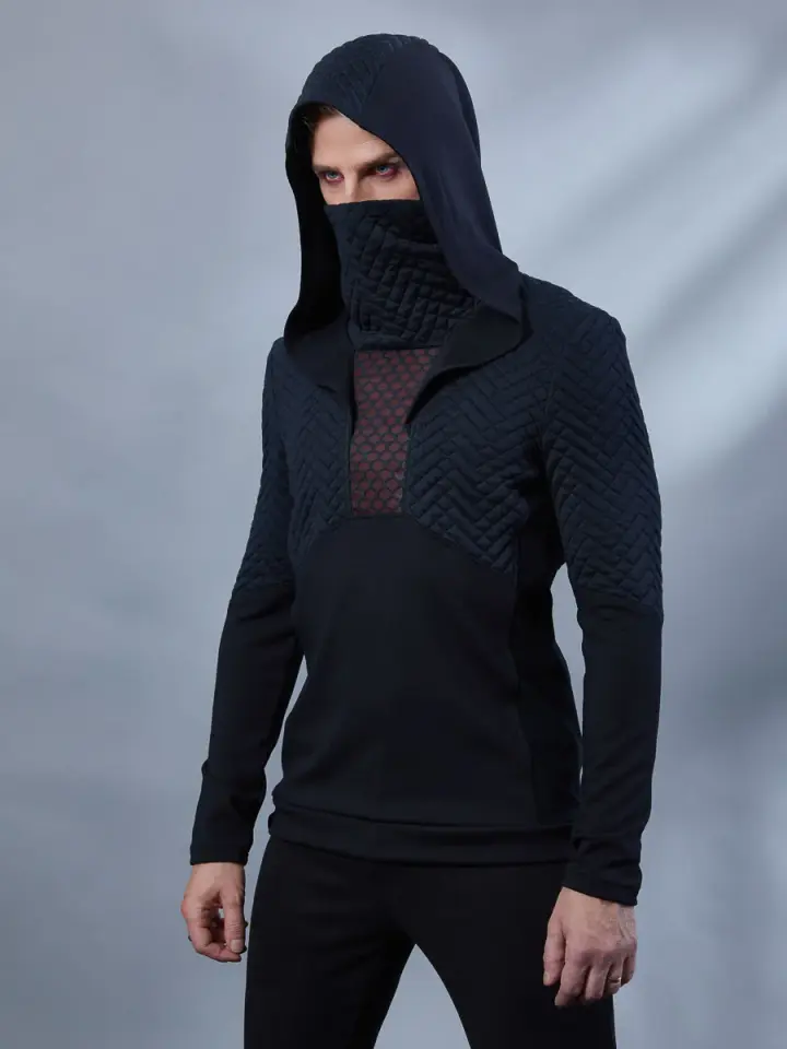 PP Black cyberpunk hoodie with high collar