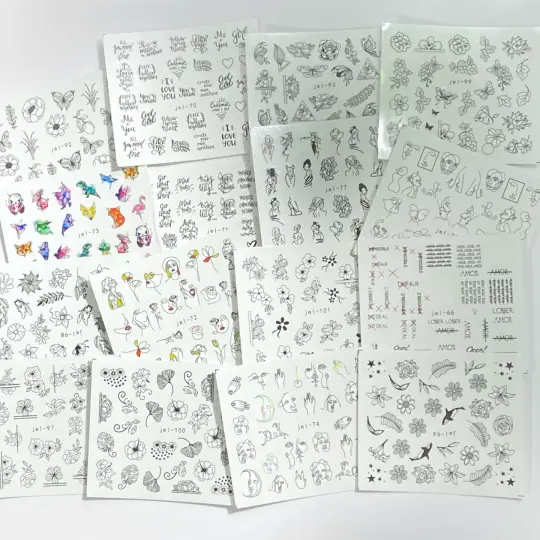 24 sheets of nail decals: mixed