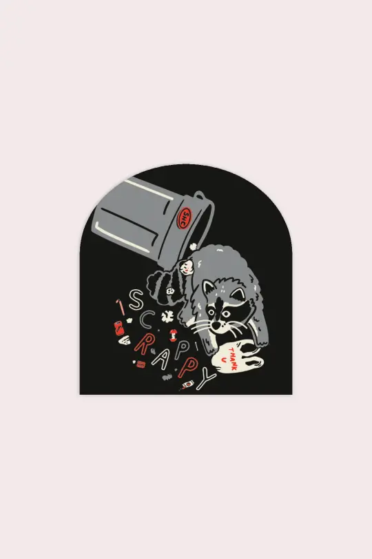 Scrappy Raccoon (Trash) Vinyl Sticker