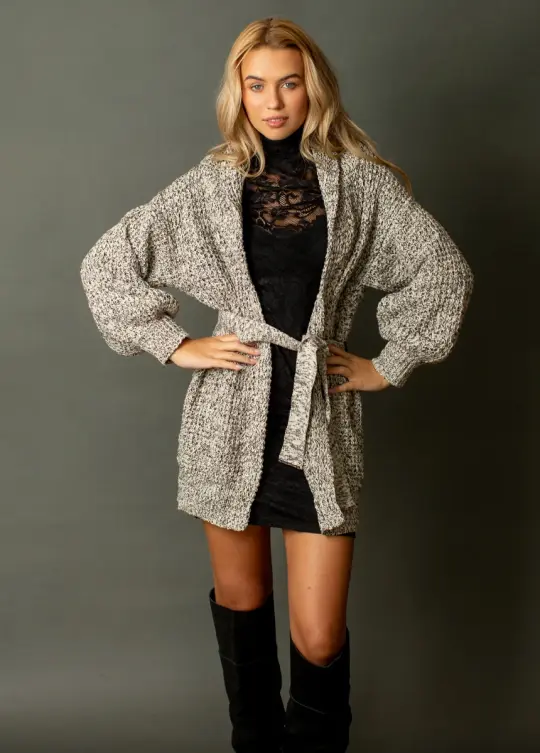Aurla Cardi in Cream Black Marl