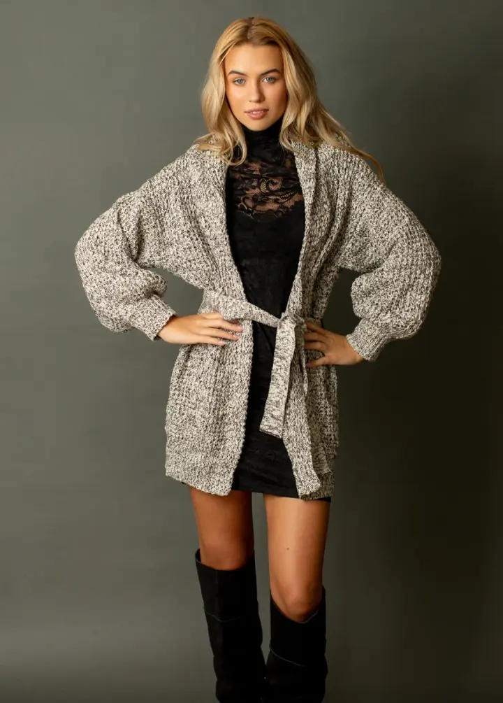 Aurla Cardi in Cream Black Marl