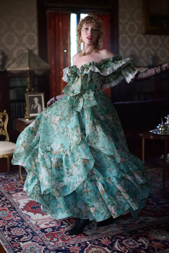 CottageCore Chiffon Floral Tiered Prom Gown Mint Green Women's Corset Maxi Birthday Dress Evening Dress RS3001