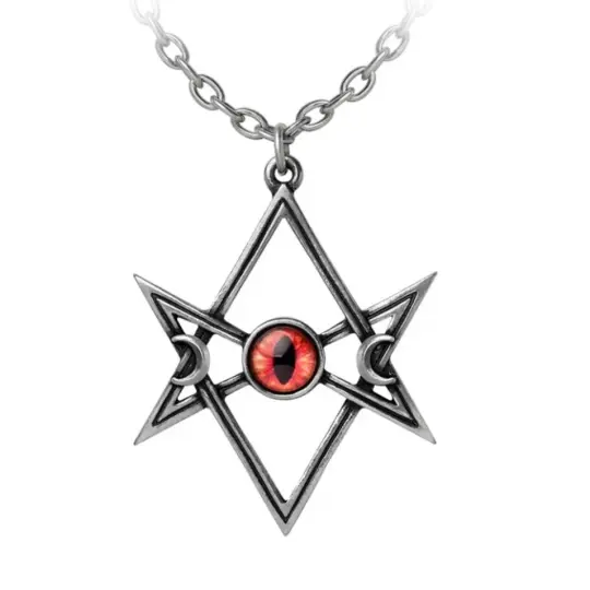 Unicursal Hex Pendant with Devil’s Eye in Antiqued Pewter