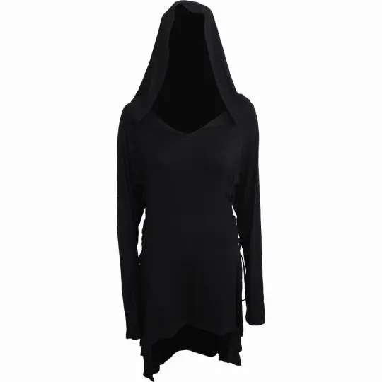 Gothic Elegance Black Widow Hooded Dress - Gothic Fashion Dress - Alternative Style
