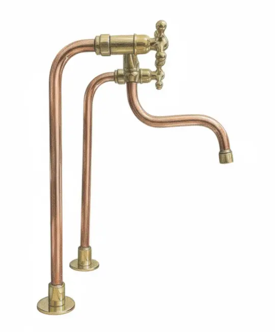 Unlacuqered Brass and Copper Kitchen Faucet