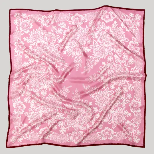 Silk Twill Scarf - Blossom in Rose Pink