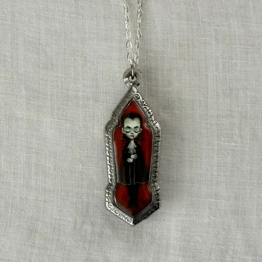 Rest in Peace (Double sided Shadowbox Pendant Necklace)