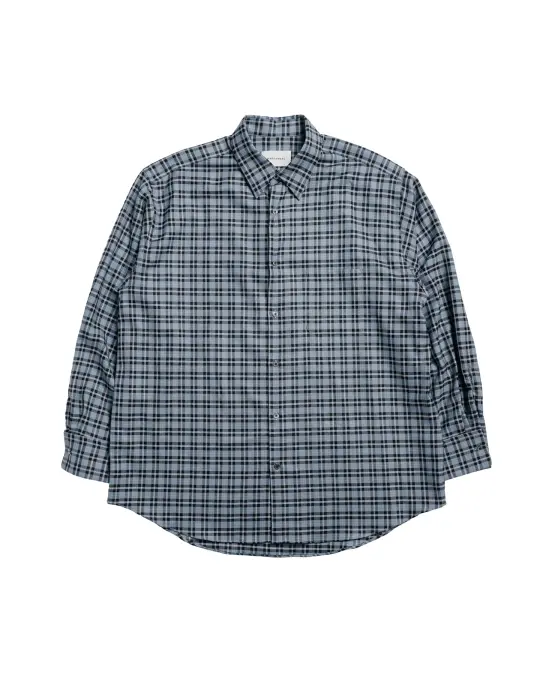 MARKAWARE Comfort Fit Shirt Organic Wool Viyella Check Blue Check