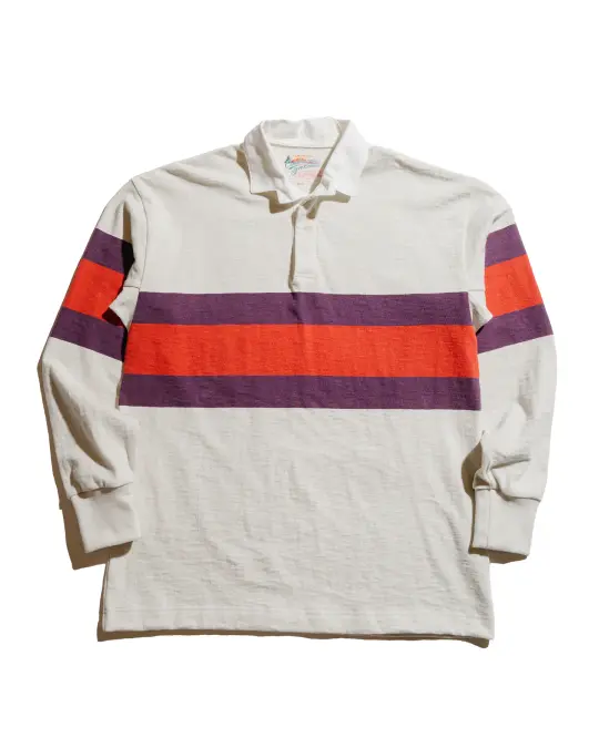 The Real McCoy's MC25013 Climbers' Striped Rugby Shirt Ecru/Purple