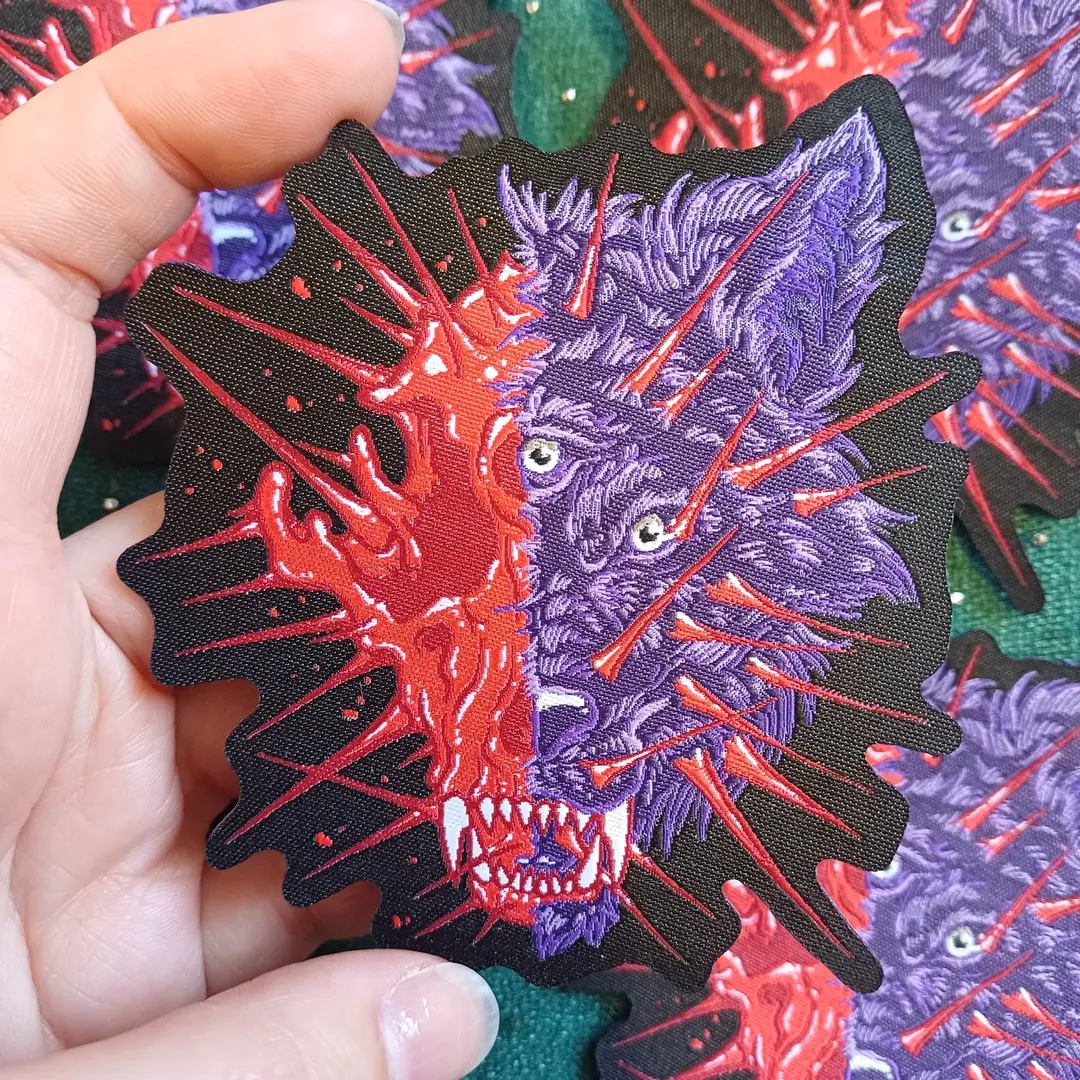 Thorny Wolf Skull Fabric Patch
